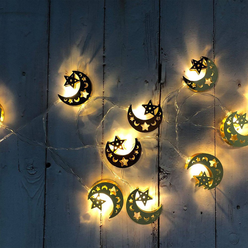 • زينة مصابيح على شكل نجوم وقمر - الصورة 2