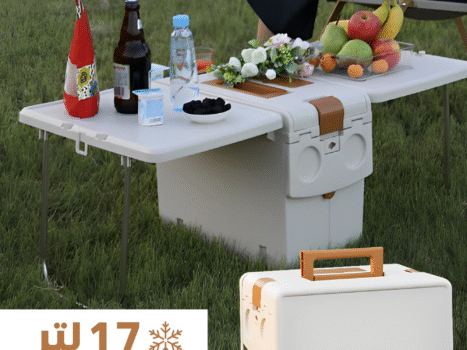 ثلاجة وترابيزة 2 في 1 + كشاف بستاند للتخييم