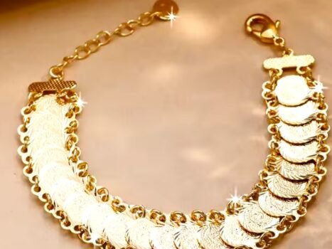 عرض 2 سوار سلسلة عملات أفريقية مطلي بالذهب