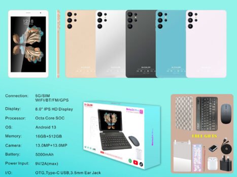 تابلت Note 24 بكيبورد و ماوس بلوتوث + مجموعة هدايا (ضمان 6 اشهر )