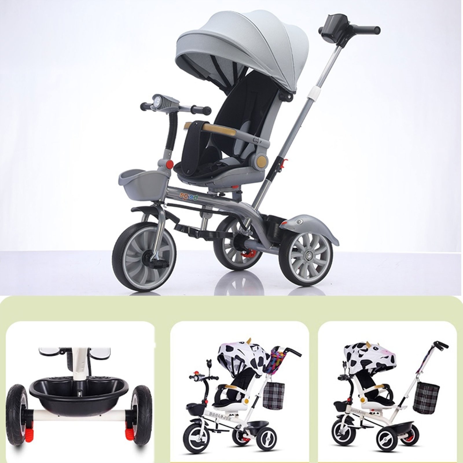 دراجة ثلاثية العجلات للأطفال بمقعد قابل للعكس - الصورة 6