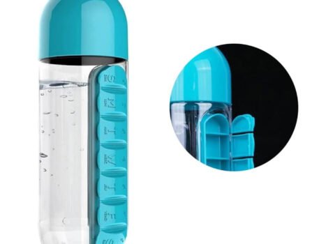 زجاجة مياه  مع حقيبة منظم حبوب دواء