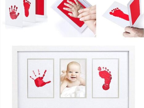 • طابعة بصمة يد وقدم الطفل لون أحمر