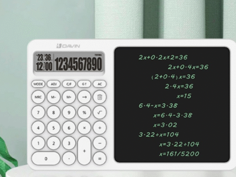 • آلة حاسبة 2 في 1 مع جهاز لوحي للكتابة بشاشة LCD