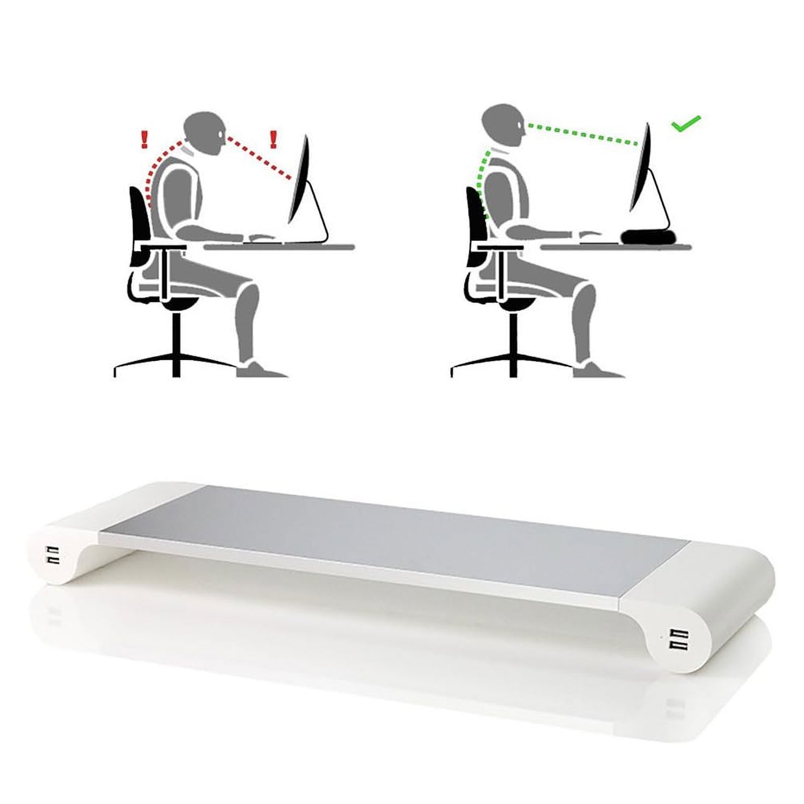 حامل لابتوب وكمبيوتر للمكتب مع 4 منافذ بيانات وشحن USB - الصورة 2