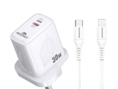 • رأس شاحن + كابل معتمد من أبل للشحن السريع (ضمان عامين)