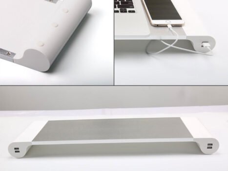 حامل لابتوب وكمبيوتر للمكتب مع 4 منافذ بيانات وشحن USB