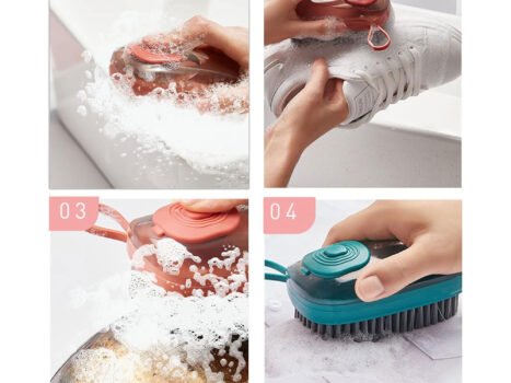 • فرشاة تنظيف عملية بخزان للصابون