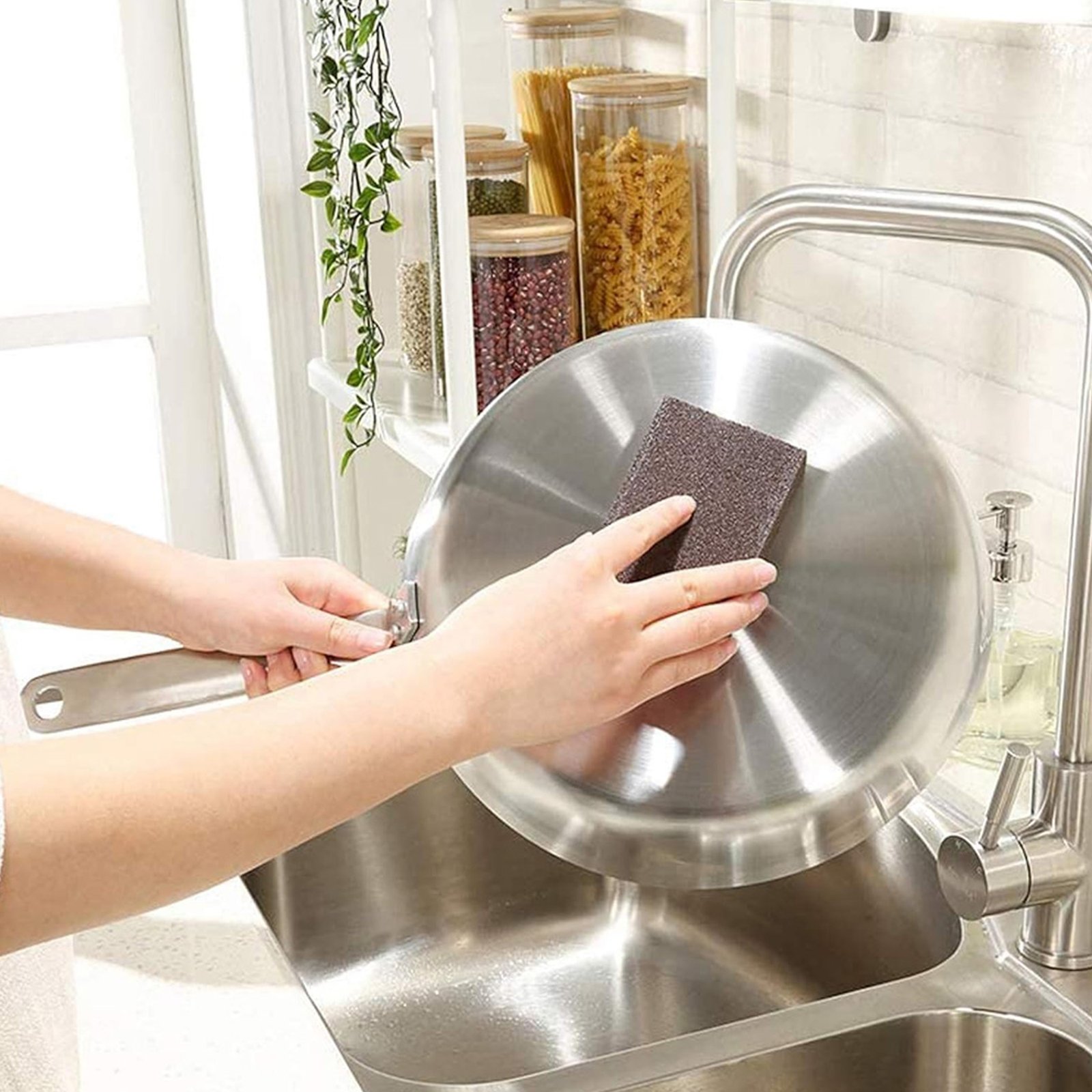 عرض منظف بينك ستاف 850 جرام مع ٣ قطع إسفنجة إزالة الصدأ العجيبة هدية - الصورة 4