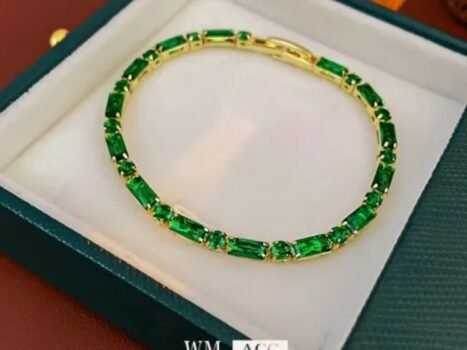 • سوارة نسائية تصميم انيق ستايل اوروبي مزينة بالزاركون الاخضر