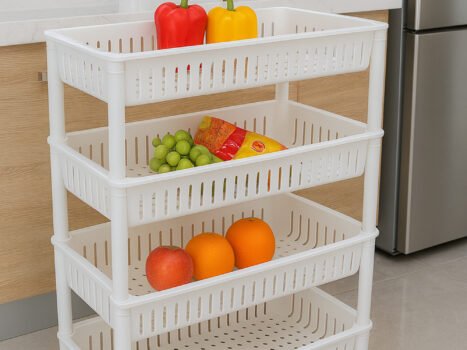 عربة تخزين منزلقة من اربعة دور متحركة